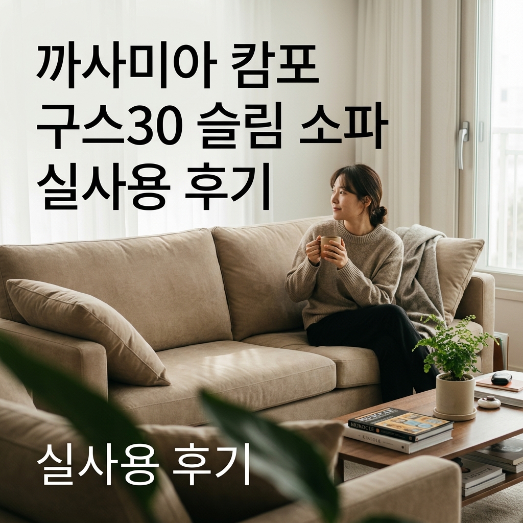 까사미아 캄포 구스30 슬림 소파 실사용 후기, 255만원대 특가 타이밍 잡는 법 4인용 아이보리 (스툴 미포함 정보) 추천, “인테리어까지 완벽한” 장단점 및 사이즈 정리 제품 이미지
