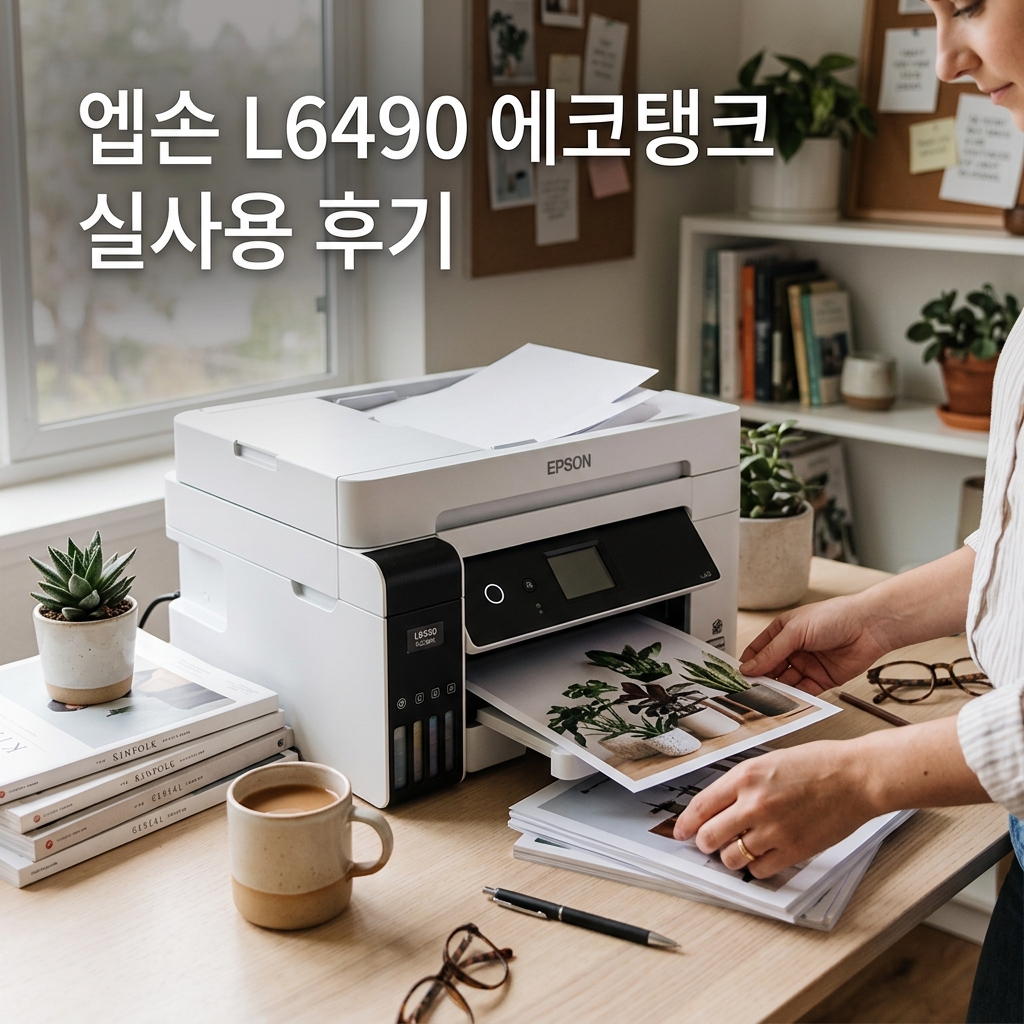 엡손 L6490 에코탱크 실사용 후기, 28만원대 특가 정보 무한 컬러 잉크젯 자동양면인쇄 인쇄 복사 스캔 팩스 복합기 (기본 잉크 포함 정보) 추천, “잉크값 걱정 끝” 장단점 솔직 정리 제품 이미지
