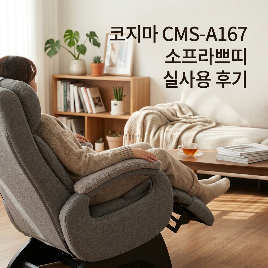 코지마 CMS-A167 소프라쁘띠 실사용 후기, 160만원대 특가 타이밍 잡는 법 리클라이너 마사지소파 안마의자 추천, “소파와 안마의자 둘 다 잡은” 장단점 및 사이즈 정리 제품 이미지