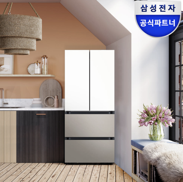 김치맛까지 확실하게 지켜주는 삼성 RK70F49M1ZG 비스포크 AI 김치냉장고 4도어 490L 에센셜화이트+베이지 199만원대 최저가 정보 및 장단점 비교